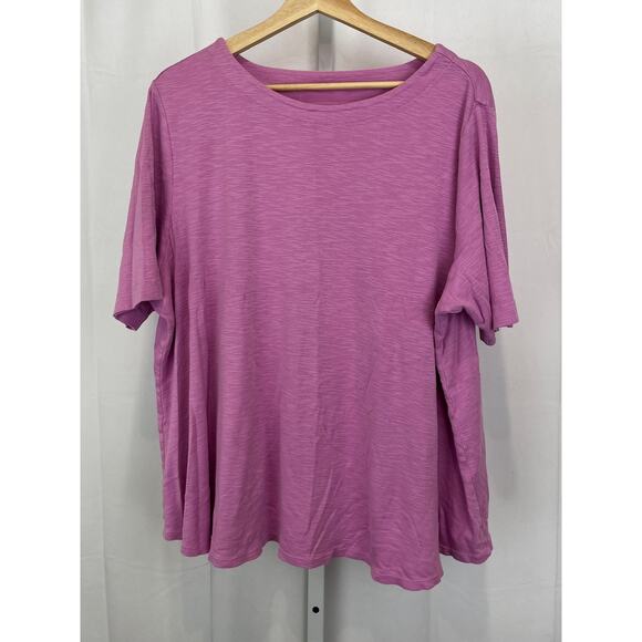 J. JILL Pima Slub Elbow Sleeve Tee Short Sleeve Shirt Purple Pink 2X Plus - Picture 1 of 8